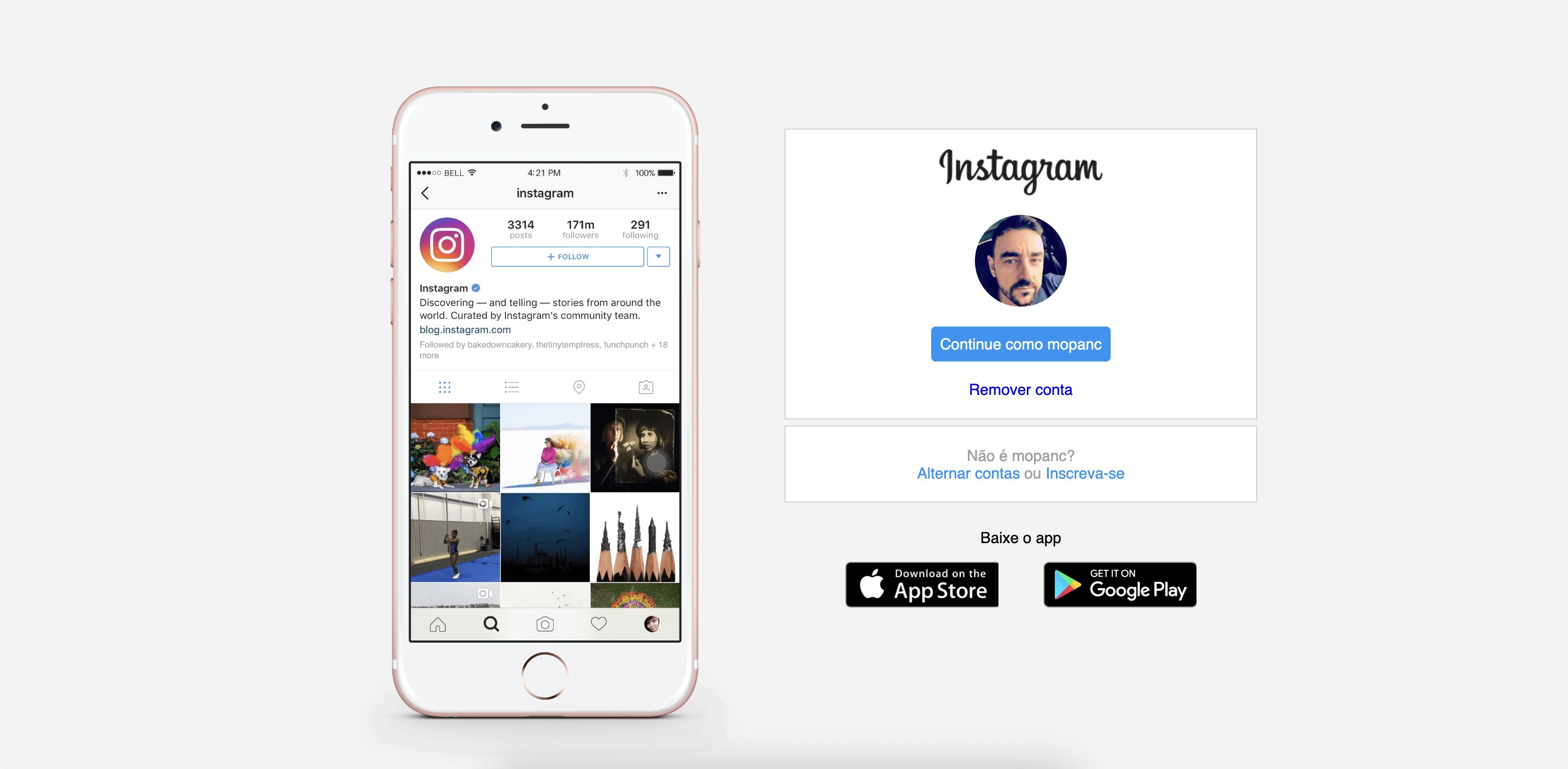 Instagram login interface recreation with gradient backgrounds
